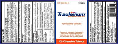 100 Tablets Bottle Label (Traulevium Pain Relief Tablets 100 Bottle Label)